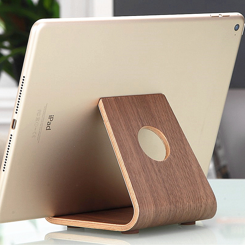 胡桃木色底座桌面手机架木质iPa摆件abothline平板展示架装 饰品架