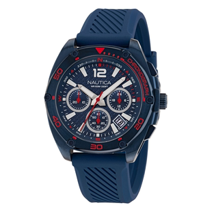 nautica 诺帝卡男士 手表时尚 运动多功能腕表蓝色硅胶表带表盘