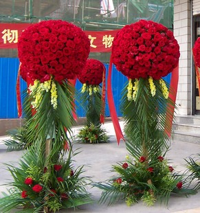 红玫瑰仿真花花球庆典祝贺开业开张花架艺术造型设计别致经典 花材
