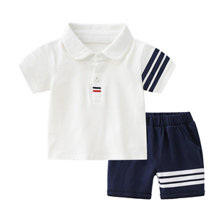 宝宝T恤短袖 短裤 夏季 套装 polo套装 纯棉小童男童儿童运动婴儿夏装