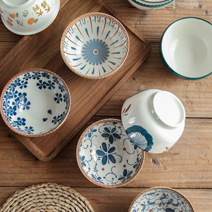 陶瓷餐具碗盘家用日式 饭碗小碗创意米饭碗粥碗点心碗釉下彩吃饭碗