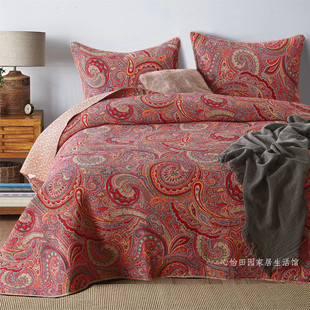 双面全棉绗缝韩国高级床盖三件套欧式 衍缝被床单高端床罩 外贸美式