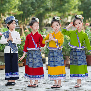 儿童傣族舞蹈服装 男女童云南西双版 纳民族服饰泼水节演出服日常装