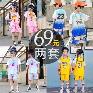 男童新款 夏女孩8号湖人比赛运动球衣小学生训练服 儿童篮球服套装