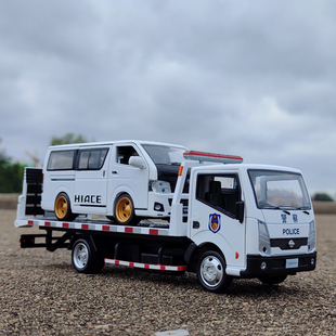 日产花间台拖车模型回力声光玩具救援车丰田海狮面包车货车清障车