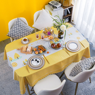 桌布防水防油免洗长方形北欧ins现代简约轻奢 餐桌布 小清新风格