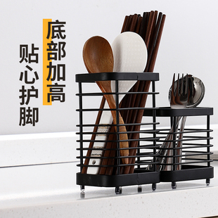 创意不锈钢厨房筷子笼置物架壁挂式 筷筒勺子餐具收纳架家用收纳盒