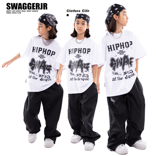 长裤 套装 SWAGGERJR儿童街舞潮服hiphop短袖 炸街嘻哈演出服装 夏季