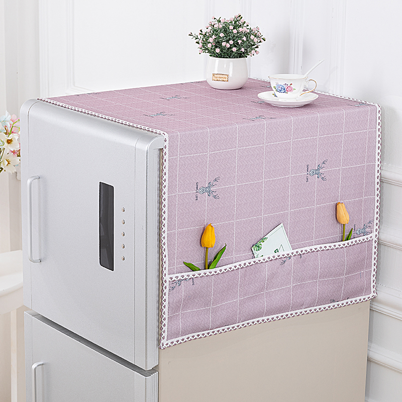 冰箱盖布单开双开门洗衣机罩冰箱防尘罩棉麻防水盖巾微波炉防尘布