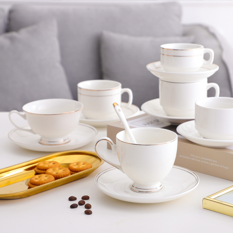 英式 轻奢陶瓷咖啡杯家用下午茶杯欧式 小奢华金边咖啡杯碟套装 定制