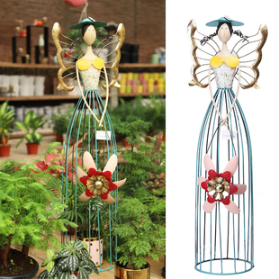 花园杂货装 饰摆件可爱娃娃植物铁线莲爬藤花架阳台支架 铁艺北欧式