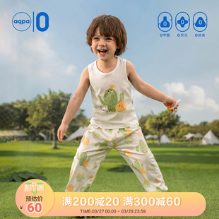 aqpa儿童背心套装 运动上衣防蚊裤 新款 薄款 纯棉夏季 透气洋气 两件装