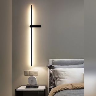 北欧长条壁灯卧室床头灯现代简约客厅电视背景格栅线条大气墙壁灯