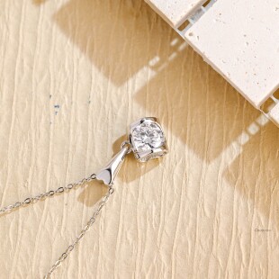 Causyou莫桑石项链定制14K18K金铂金心形托订培育钻人工钻石项
