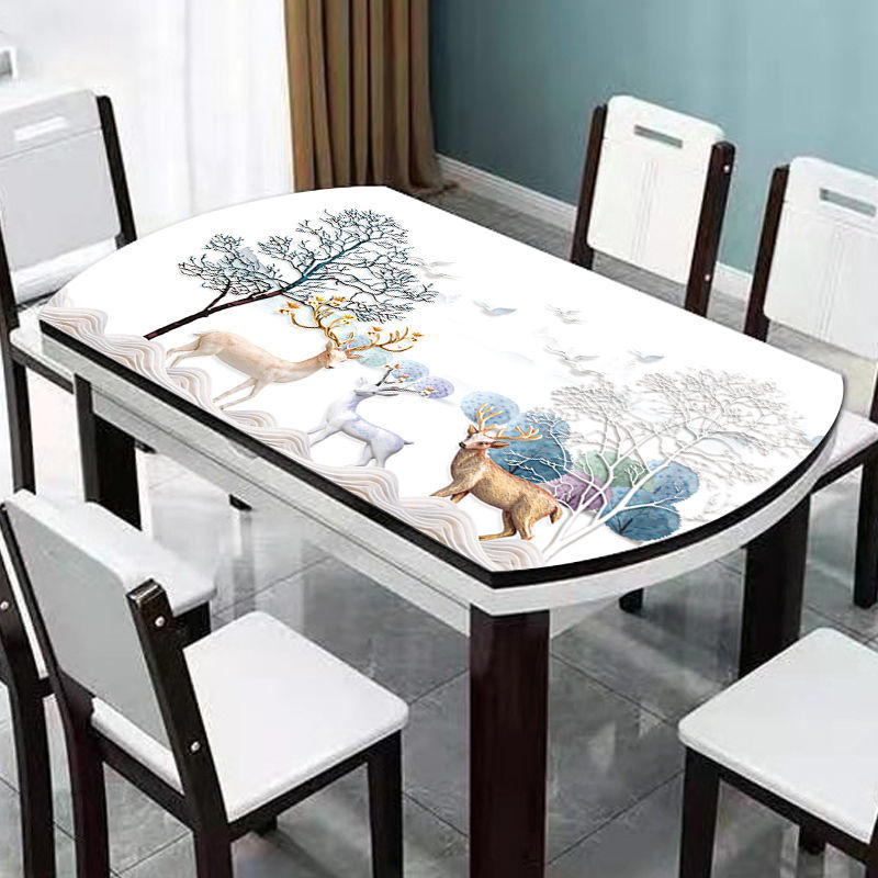 款 现代 桌垫椭圆形餐可折叠圆桌桌布防水防油耐高温pvc软玻璃最新