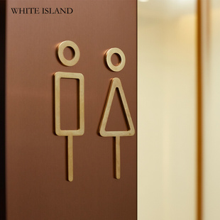 新品 上市 男女厕所标牌金属铜门牌酒店公共卫生间洗手间指示牌