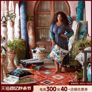 美式 客厅地毯复古红色摩洛哥客厅茶几毯加厚卧室床边毯 楼兰美惠