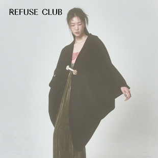 设计师品牌 REFUSE 秋冬女装 羊毛茧形双面呢大衣外套 CLUB