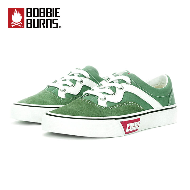 低帮滑板鞋 男女春夏软底轻便休闲鞋 BobbieBurns绿色帆布鞋 情侣款
