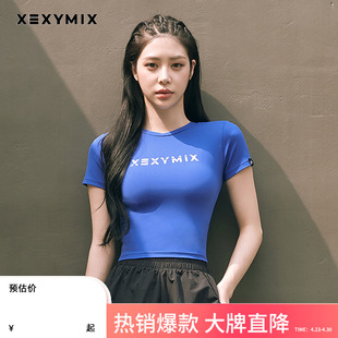 女 韩国夏季 XEXYMIX小蛮腰短袖 高腰短款 紧身小个子外穿 新款