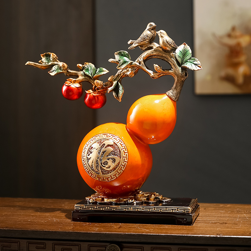 客厅玄关电视柜树脂工艺品高档装 饰品 大号葫芦摆件柿柿如意新中式