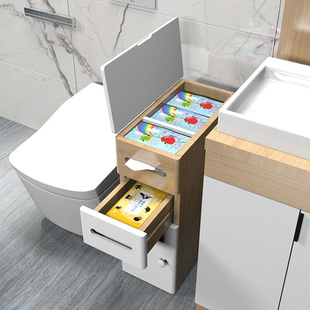 定制马桶卫生间置物架落地式 实木厕所收纳柜储物架洗手间浴室夹缝