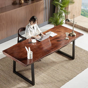 美式 实木大板书桌办公电脑桌写字桌椅组合门厅工作台会议桌长桌子