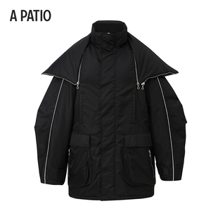 PER PATIO亦央可拆卸围脖长袖 设计师品牌 休闲立领棉服 POZE