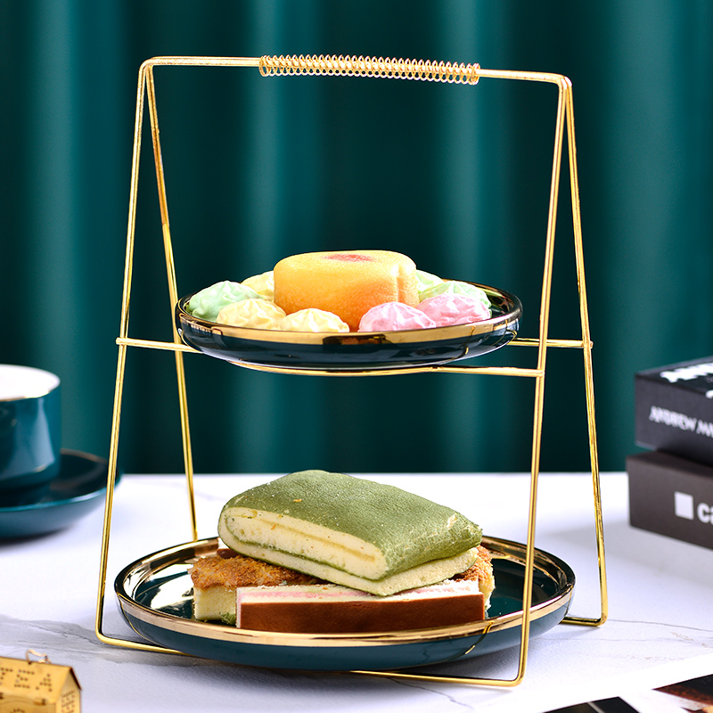 轻奢陶瓷水果盘欧式 点心盘蛋糕甜品台糕点创意现代客厅糖果托盘架