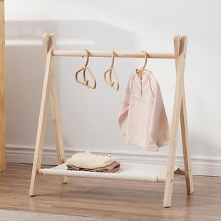婴幼儿衣架落地儿童宝宝挂衣架多功能实木 婴儿衣服架子收纳衣柜