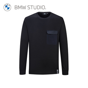 BMW Studio宝马男装 纯色圆领男商务长袖 t恤打底衫 T恤春秋新款 长袖
