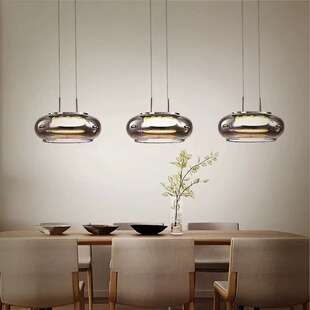 餐厅卧室吧台餐厅流影创意个性 现代玻璃单头三头吊灯 北欧极简风格