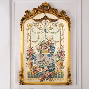 83x135美式 欧式 客厅别墅金色异形挂画装 饰画风景油画玄关画壁炉画