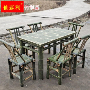 竹桌子餐桌正方形餐厅火锅店竹桌竹子方桌饭桌复古怀旧竹桌椅竹編