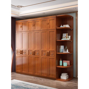 中式 实木衣柜全实木现代简约卧室家用对开门储物柜组合大衣橱家具
