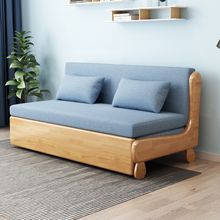 全实木沙发床两用可折叠多功能家用木质阳台小户型网红2023年新款