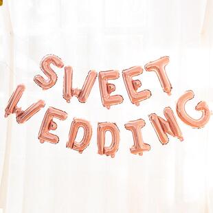 饰sweet wedding铝箔结婚礼婚房布置 新婚快乐字母铝膜气球婚庆装