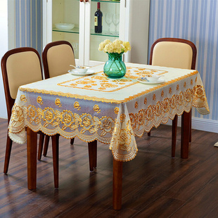 长方形桌布茶几台布防水防烫免洗PVC餐桌布家用蕾丝桌