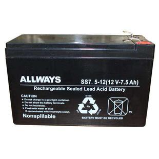 12V7.5AH SS7.5 ALLWAYS 铅酸免维护蓄电池 UPS电源用更换电池