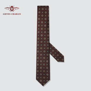 卓雅系列 高端意式 手工三折领带复古花纹沙漠玫瑰真丝领带礼盒
