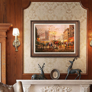 新品 饰画欧式 餐厅装 客厅沙发背景墙挂画玄关壁画单幅风景油画美式