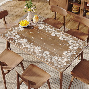 蕾丝软玻璃餐桌桌布防水防油免洗茶几台布 透明水晶板防烫pvc桌垫