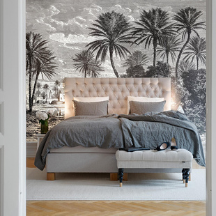 简美轻奢客厅卧室背景墙纸 热带绿洲 进口订制壁画 法国原装 Oasis