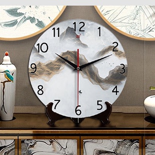 定制静音钟表座钟客厅家用新中式 时钟创意挂钟座式 摆件台式 钟坐钟