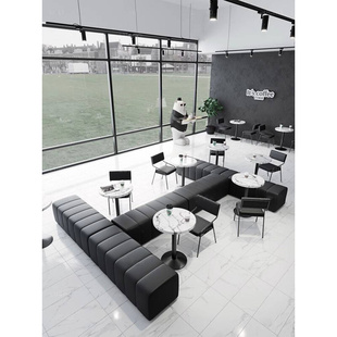 新款 奶茶店卡座沙发靠墙定制网红咖啡餐厅桌椅工业风商用无靠背长
