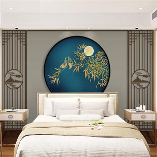 新中式 18d竹子沙发客厅卧室影视无缝墙布仿木框8d电视背景墙壁画