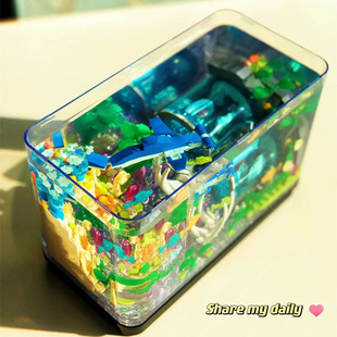 斗鱼高级积木鱼缸海洋馆探索乐高玩具桌面摆件儿童神奈川玛丽模型