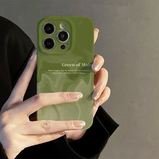 防摔套 菲林壳xr网红情侣xs高级感12卡通创意个性 适用于iphone15promax苹果15手机壳11绿色水彩新款 14pro
