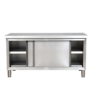 不锈钢拉门工作台厨房打荷台商用台面案板柜切菜桌子带立架长80宽