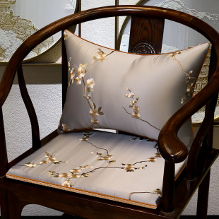 新中式 红木沙发坐垫实木圈椅太师椅垫刺绣实木家具坐垫防滑可定做